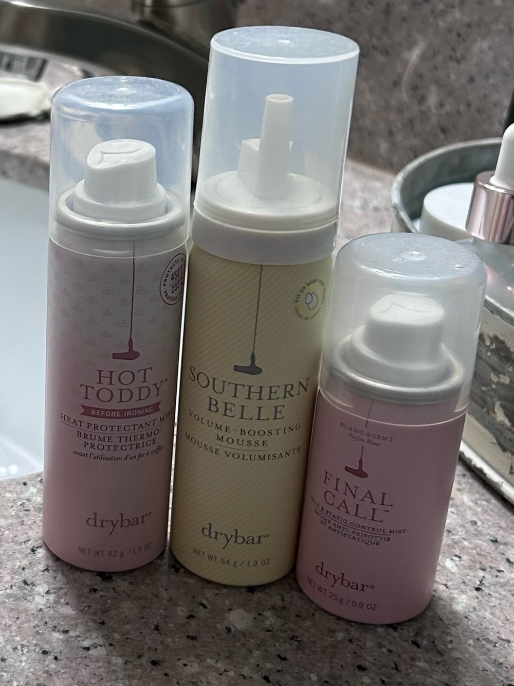 Drybar travel size hair products